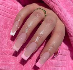 Ombré French Tip Nails, Green Nails French, Ombré French Tip, Ombré French, Nails After Acrylics, Graduation Nails, Spring Acrylic Nails, Diva Nails, Drip Nails