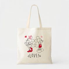 Disney Tote Bags, Disney Valentines, Tote Bag Patters, Budget Fashion, Mickey And Minnie, Casual Accessories, Valentine Day Love, Acrylic Art Print, Mickey And Friends