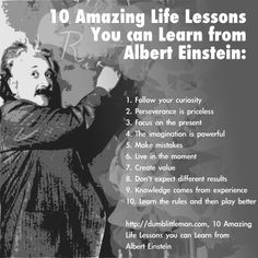 an advertisement for albert einstein's book, 10 amazing life lessons you can learn from