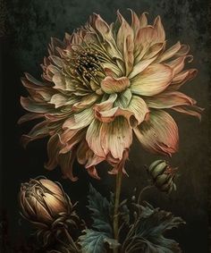 a painting of a large flower in a vase