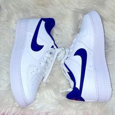 Nike Air Force 1 (Gs) White/ Deep Royal Blue. In A Size 4. Brand New In Perfect Condition. No Longer Sold In Stores Or Online. Shoes Nike Air Force, Deep Royal Blue, Royal Blue Color, Nike Air Force 1, Air Force 1, Nike Air Force, Kids Shoes, Air Force, Nike Shoes