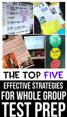 the top five effective strategies for whole group test preps are shown here