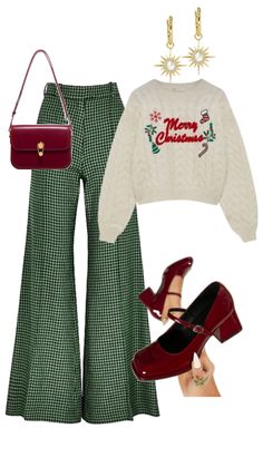 Christmas Outfit Ideas Comfy, Green Outfit Aesthetic Casual, Christmas Outfits Aesthetic Casual, Christmas Outfit Ideas For Women 2024, Cute Comfy Cold Weather Outfits, Christmas Day Outfit Aesthetic, Rustic Christmas Outfits, Forest Green Outfits Female, Green Christmas Sweater Outfit