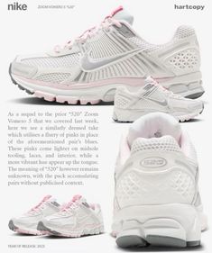 Pink Nike shoes 💞 Air Zoom Vomero 5, Sneakers 2024, Nike Gym Shoes, Zoom Vomero 5, Pink Nike Shoes, Pretty Sneakers, Vomero 5, Back To School Shoes, White Nike Shoes