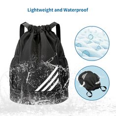 👇Localityi 2023 New Design Sports Backpacks 🔥 Light ＆ Large Capacity: The size of the backpack is "16.9*13.4"inch, which can accommodate most sports and daily items, such as basketball, gym clothes, swimming gear, sports towels, textbooks, shoes, etc.; the weight is only 0.83 lbs ( 0.38kg), very light. Multi-Pocket Design: Side mesh pockets with elastic straps on both sides of the sports bag backpack can accommodate water bottles, umbrellas; front pocket can store tissues and toiletries; the bottom is an independent shoe compartment;There is also an extra interior zippered pocket inside the rope bag, which is big enough to hold small valuables like sports watch, wallet, etc. to avoid the pickpockets Waterproof and Durable Materials: Our drawstring backpack bag is mainly made of high-dens Sports Backpacks, Basketball Gym, Swimming Gear, Gym Backpack, Sport Towel, Light Backpack, Rope Bag, Great Gifts For Women, Gym Clothes