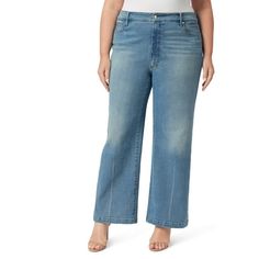 Elevate your denim game with these Jessica Simpson Women's Wide Leg High Rise Jeans. The wide leg design offers a trendy twist on a classic silhouette, while the high rise fit and long length provide a flattering look. Complete with front button and zipper closure, belt loops, and the classic 5 pocket style, these jeans are a must-have for any fashion-forward wardrobe. Size: 18W.  Color: Blue.  Gender: female.  Age Group: adult. 50th Clothing, High Rise Wide Leg Jeans, Just My Size, Leg Design, Blue Gender, Classic Silhouette, Blue Denim Jeans, High Rise Jeans, Jessica Simpson