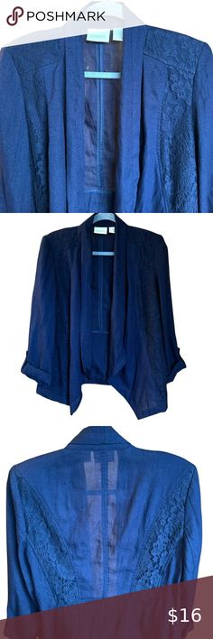 Chico’s Navy Open Front Jacket Cardigan Blazer 1 / M