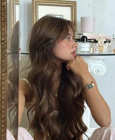 Extra Long Haircuts, Soft Curled Hair, Brunette Aesthetic, Brown Hair Inspo, Long Brown Hair, Senior Pics, Hair Inspo Color, Dream Hair, Brunette Hair