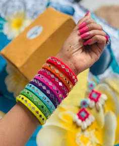 Colorful Mirror Bangles 💚💜💛💙❤️ A perfect set of bangles for all occasions. Silk Thread Bangle Designs, Navratri Bengals Design, Handmade Bangles Thread, Garba Bangles, Diy Bangles Ideas, Handmade Bangles Design, Navratri Bangles Handmade, Bangles For Daily Wear, Navratri Bangles