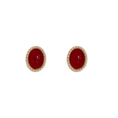 Material: Alloy Color: White, Red Fashion Element: Ellipse Style: Cold Wind Red Oval Classic Earrings, Red Oval Earrings For Formal Occasions, Classic Red Oval Earrings, Classic Oval Red Earrings, Formal Red Oval Earrings, Red Oval Earrings For Gift, Red Earrings, Pearl Stud Earrings, Retro Stil