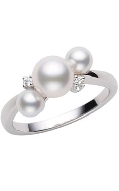 Mikimoto Akoya Cultured Pearl and Gold Ring MRQ10031ADXW. From the Classic Elegance Collection, this ring features a 6.5mm Akoya cultured pearl set in 18K white gold. Pearl Set, Proud To Be, Cultured Pearls, Classic Elegance, Gold Ring, Toronto, Gold Rings, White Gold, Ring