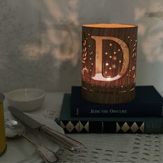 Letter D Monogram Lantern - made from glass and oak or maple Fancy Typography, Jude The Obscure, Shadows And Light, Lantern Gift, Candle Lantern, The Middle Ages, Letter D, How To Work, The Shadows