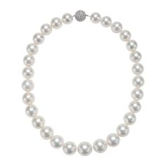 White South Sea Pearl Necklace with 18 Karat White Gold Diamond Pave Clasp | From a unique collection of vintage Choker Necklaces at https://www.1stdibs.com/jewelry/necklaces/choker-necklaces/. Luxury Pearl Necklace With Diamond Accents In Diamond White, South Sea Pearl Necklace, Necklaces Choker, Vintage Choker Necklace, Tahitian Pearl Necklace, Gold Baroque, Vintage Choker, Cultured Pearl Necklace, Baroque Pearl Necklace