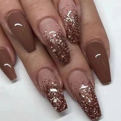 Ongles Bling Bling, Brown Nail, Ballet Nails, Nagellack Trends, Coffin Press On Nails, Thanksgiving Nails