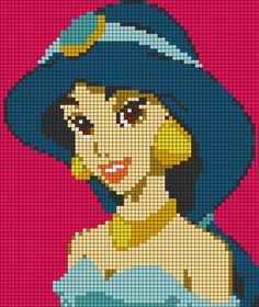 an image of a woman wearing a blue hat and dress with beads on her neck