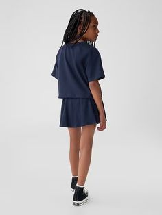 Kids Skort Outfit Set | Gap Casual Short-sleeve Gap Tops, Cotton Short Set With Built-in Shorts, Sporty Cotton Short Set With Short Sleeve, Sporty Cotton Shorts By Gap, Gap Cotton Summer Sets, Casual Cotton Crew Neck Short Set, Casual Cotton Short Set With Crew Neck, Gap Sporty Cotton Shorts, Casual Summer Sets From Gap