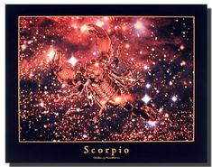 the scorpio zodiac sign is depicted in this black and gold framed photograph