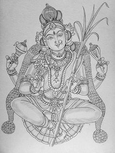 a drawing of the hindu god sitting in lotus position with two hands on his hip