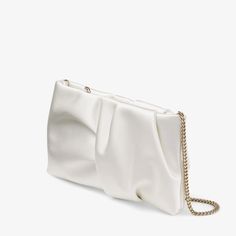 Bonny Clutch | Ivory Satin Clutch Bag | JIMMY CHOO Cream Rectangular Shoulder Bag For Evenings, Cream Rectangular Shoulder Bag For Evening, Cream Evening Shoulder Bag, Cream Clutch Bag For Events, Cream Clutch For Events, White Clutch Bag For Formal Occasions, Elegant White Shoulder Bag Clutch, Cream Clutch Shoulder Bag For Evening, Cream Evening Clutch Bag