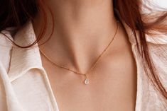 "HELENE," bead chain dainty teardrop moonstone necklace. All components are made with genuine, 14K GOLD FILLED (not plated) brass, hand assembled. We offer chains of two length for this necklace: a choker length of approximately 40CM/~16 Inches and 45cm/~18 inches.  The pendant is is made with a genuine natural CLEAR quality, blue flash, faceted moonstone.  They're great for wearing alone or stacking with a nice pendant! They're super easy to incorporate into to your everyday wardrobe, as a uniq Elegant Teardrop Jewelry With Tiny Beads, Dainty Wire Wrapped Teardrop Necklace, Dainty Teardrop Wire Wrapped Necklace, Dainty Moonstone Teardrop Pendant Necklace, Delicate Teardrop Moonstone Necklace, Dainty Crystal Necklace With Teardrop Pendant On Delicate Chain, Dainty Handmade Teardrop Crystal Necklace, Dainty Handmade Drop Necklace, Minimalist Necklace Gold