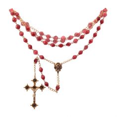 Czech 5 decade red bicolor bicone glass bead Catholic rosary crucifix pendant Spiritual Red Crucifix Rosary, Red Rosary Beads For Jewelry Making, Red Crucifix Rosary As Gift, Faceted Beads Crucifix Rosary As Gift, Rosary With Faceted Beads And Crucifix, Spiritual Cross Rosary With Faceted Beads, Catholic Rosary, Rosary Catholic, Prayer Beads