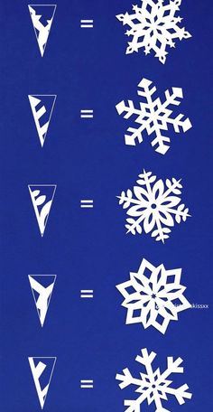 snowflakes are shown on a blue background with white arrows pointing to the left