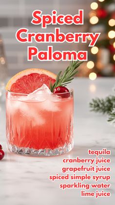 Spiced Cranberry Paloma Spiced Cranberry Paloma, Cranberry Paloma Cocktail Tequila, Cranberry Paloma, Cocktail Contest, Xmas Cocktails, Cocktail Cards, 90s Playlist, Bartender Drinks Recipes, Paloma Recipe