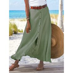 Season:Spring  Summer,Autumn / Fall; Fabric:Faux Linen,Gold Velvet; Dress Length:Maxi; Gender:Women's; Style:Fashion,Summer,coastalgrandmastyle; Occasion:Vacation,Office / Career,Causal,Daily; Details:Without Lining; Fit Type:Loose Fit; Pattern:Solid Colored; Design:Split; Pants Type:Skirt,Straight,Long Skirt,Linen Skirts; Front page:FF; Production mode:External procurement; Hips:; Length:; Waist:; Fit US Size:null; Fit UK Size:null; Fit EU Size:null Navy Blue Print, Maxi Rok, Skirt With Buttons, Skirt Maxi, Printed Maxi Skirts, Linen Style, Jairzinho, Linnet, Linen Skirt