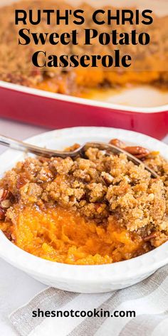 a white plate topped with sweet potato casserole