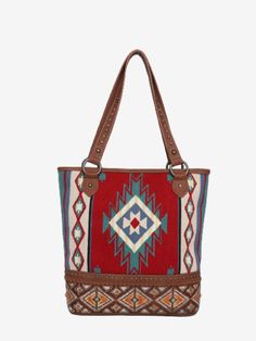 Montana West Aztec Tapestry Concealed Carry Tote - Montana West World Skull Wallet, Double Stud, Leather Bible, Western Handbags, Boots Patterns, Tapestry Bag, Studded Flats, Tapestry Fabric, Aztec Pattern