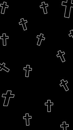 white crosses on black background seamless pattern