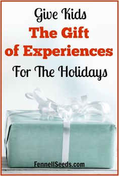 the gift of experiences for the holidays with text overlay that reads give kids the gift of experiences for the holidays