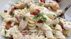 chicken bacon ranch pasta is ready and flavored that comes tender chicken, crispy bacon and creamy cream sauce