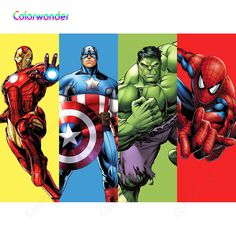 the avengers and spider - man characters are depicted in this colorful wallpaper mural by color wonder