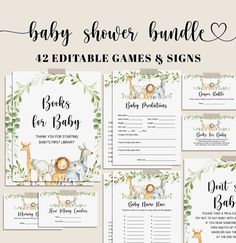 baby shower game with jungle animals and giraffes