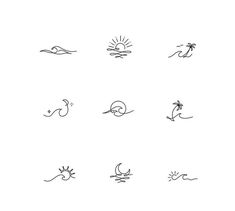 the sun, moon and other symbols are drawn in black ink