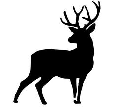 a black and white silhouette of a deer with antlers on it's head