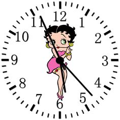 a clock with a cartoon girl on it