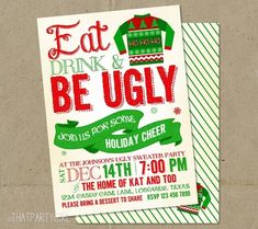 Ugly Sweater Invitations Christmas Party DIY