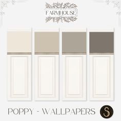 four different colors of wallpaper with the words poppy - wallpapers on it