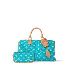 LOUIS VUITTON® - Speedy P9 Bandoulière 40 - Turquoise Louis Vuitton Official Website, Trunk, Trunk Bag, Leather Denim, Monogram Bag, Business Bag, Buckle Shoes, Wallet Pouch, Louis Vuitton Official