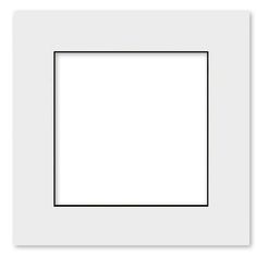 a white square frame with a black border on the bottom and an empty area in the middle