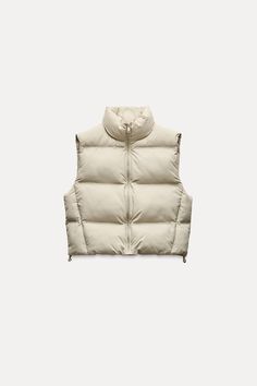 WATER REPELLENT WINDPROOF PUFFER VEST Puffer Gilet, Puffy Vest, Types Of Jackets, Cotton Vest, Collared Coat, Woman Standing, Puffer Vest, Outerwear Coats, High Collar