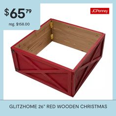 a red wooden christmas box with the price $ 65 99