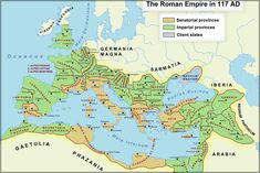 a map of the roman empire in 1210 ad, with major cities and towns