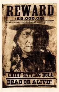 an old wanted poster with the words reward $ 1, 0000 00 chief sitting bull dead or alive