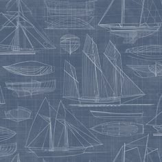 a blueprint drawing of sailboats and boats