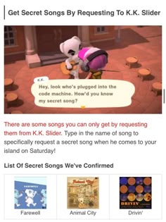 an image of a website page with the caption'get secret songs by requesting to kk slider '