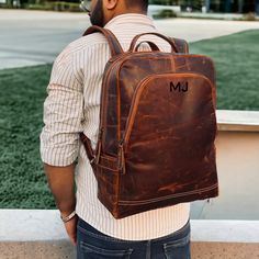 "Christmas Day Special offer Flat 70% Off With Free Shipping  ✍✍Free Personalization  Free Gift Wrapping Free Shipping 🔰 FEATURES: ◾ Unisex Backpack ◾ Made in Full-grain Leather, Excellent Quality ◾ Brown Vintage Color ◾ Padded pocket for laptop in the main compartment ◾ Antique Brass Hardware ◾ YKK Zippers ◾ 2 Pen Holder Slot ◾ Phone Holder and card Holder Slot ◾ Interior Zipper Pocket  ◾ Velvet Lining 🔰🔰 Dimensions 🔰🔰 Height :- 16 Inches Length :- 12 Inches Width :-   5 Inches 🔦Material: Back To School Satchel Backpack As Gift, Back-to-school Satchel Backpack As Gift, Leather Softback Backpack For Back-to-school, Gift Backpack With Zipper Closure, Leather Softback Backpack For Students, Casual Rectangular Backpack As Gift, Softback Leather Backpack For Students, Classic Backpack As Gift, Large Capacity Backpack Gift