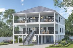 this is an artist's rendering of the two - story house plans for beach homes